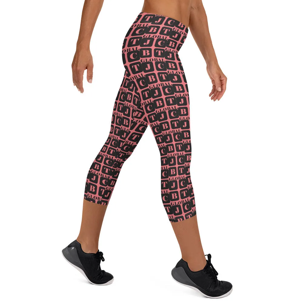 Capri Leggings "2023-0031 Pink (Black Logo)"