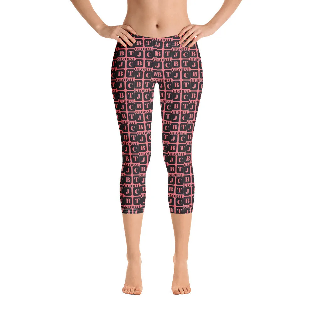 Capri Leggings "2023-0031 Pink (Black Logo)"
