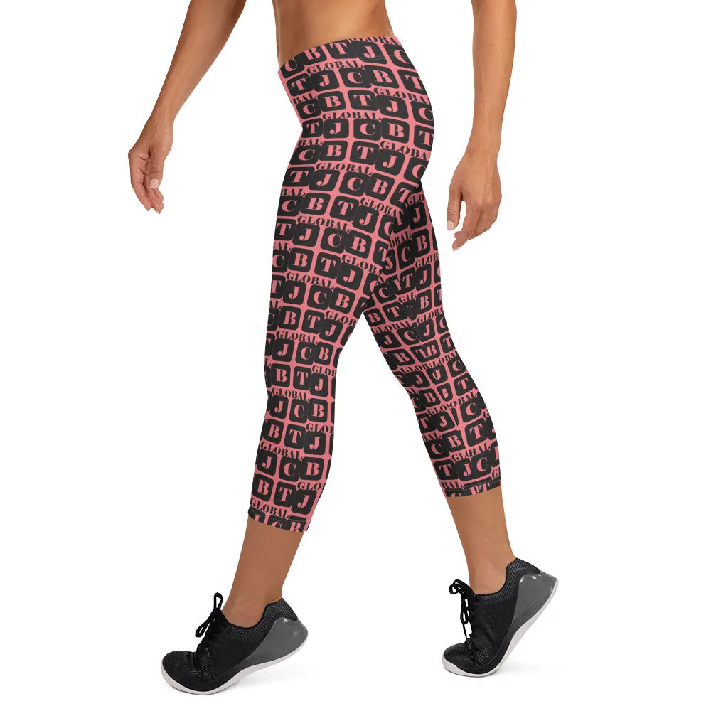 Capri Leggings "2023-0031 Pink (Black Logo)"