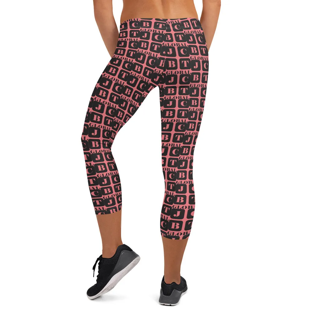 Capri Leggings "2023-0031 Pink (Black Logo)"
