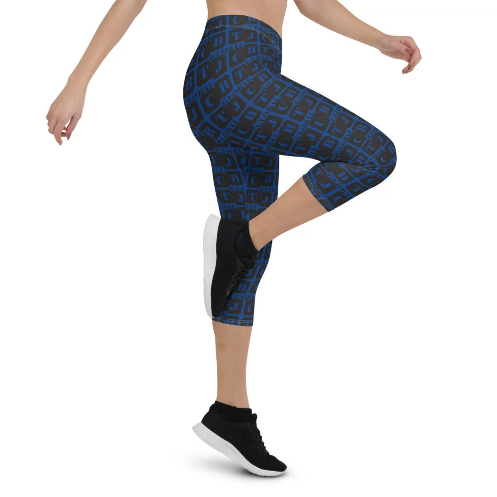 Capri Leggings "2023-0081 Blue (Black Logo)"