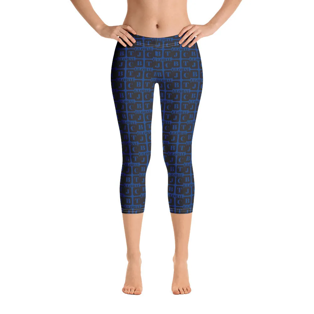 Capri Leggings "2023-0081 Blue (Black Logo)"