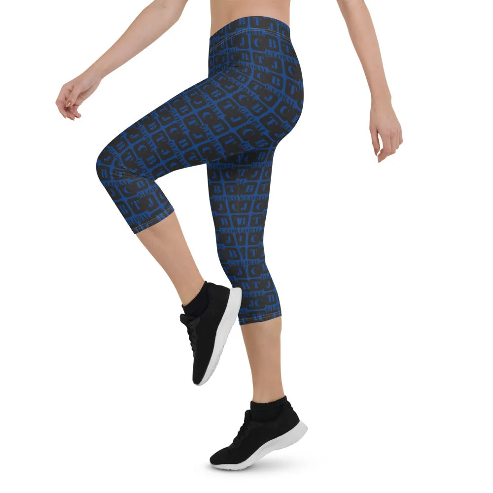 Capri Leggings "2023-0081 Blue (Black Logo)"