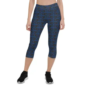 Capri Leggings "2023-0081 Blue (Black Logo)"