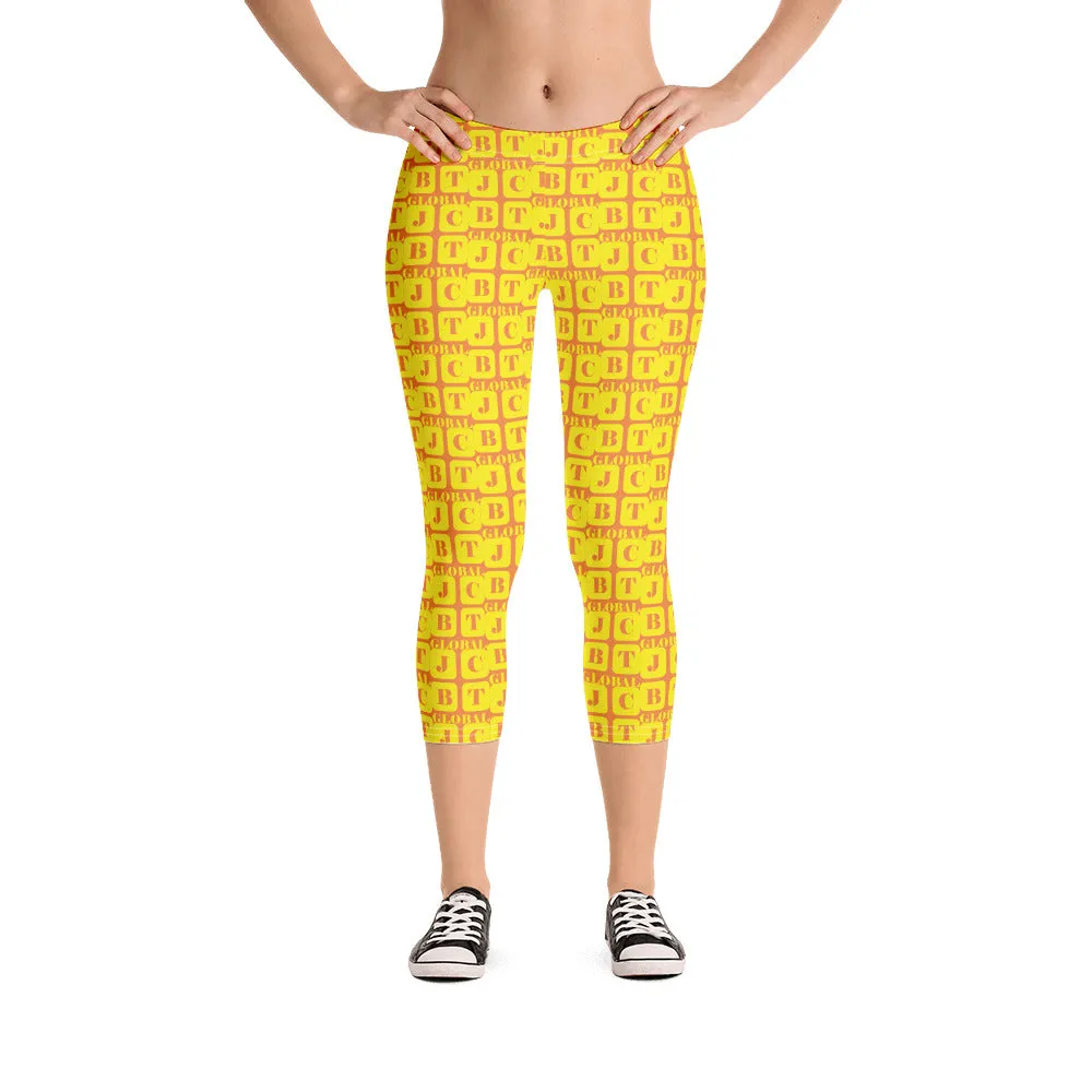 Capri Leggings "2023-0221 Orange (Yellow Logo)"