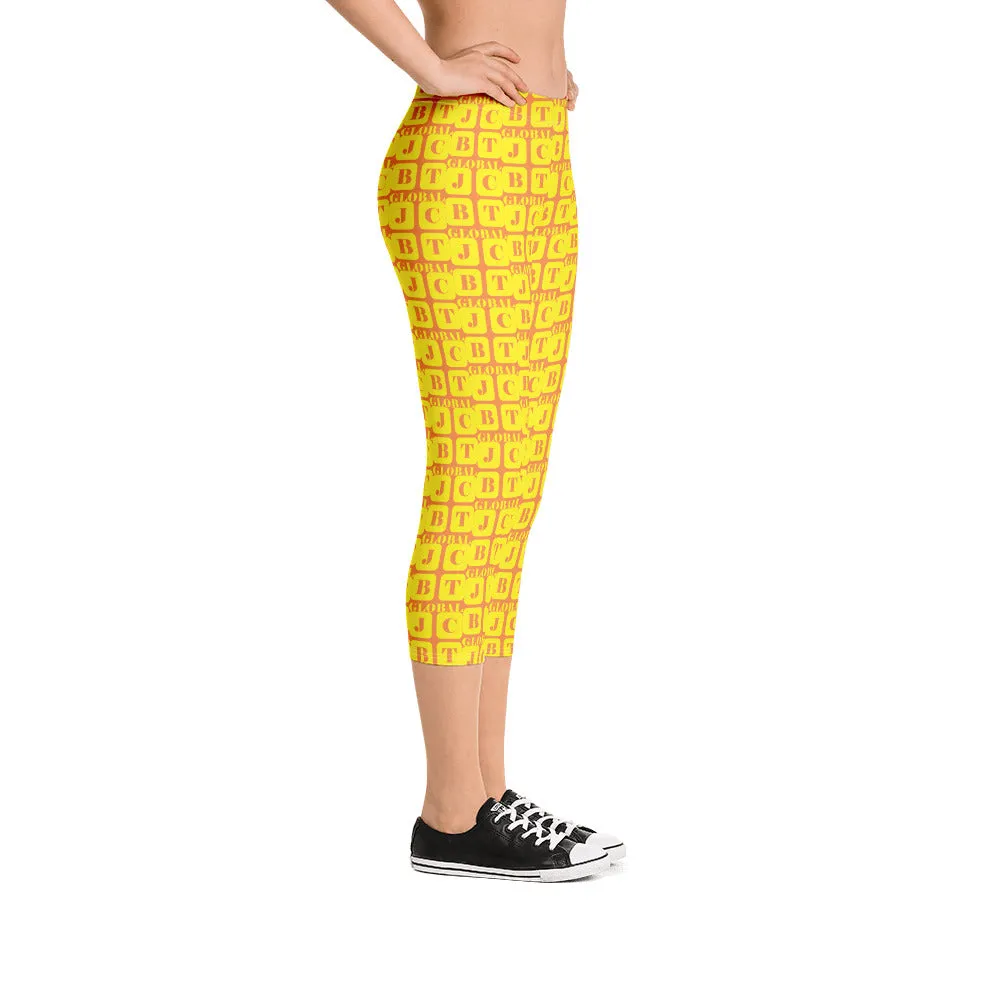 Capri Leggings "2023-0221 Orange (Yellow Logo)"
