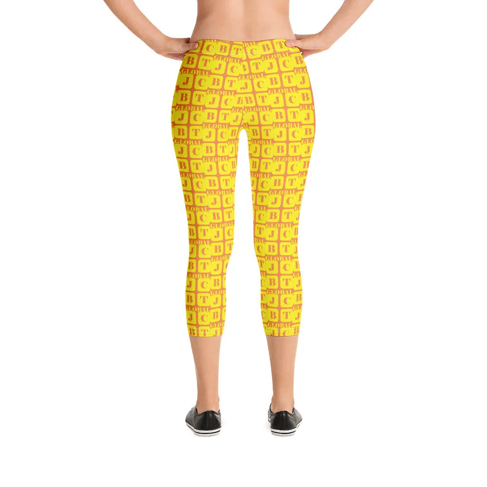 Capri Leggings "2023-0221 Orange (Yellow Logo)"