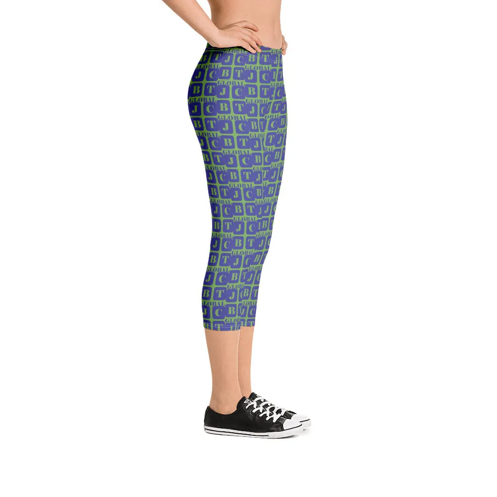 Capri Leggings "2023-0331 Green (Blue Logo)"