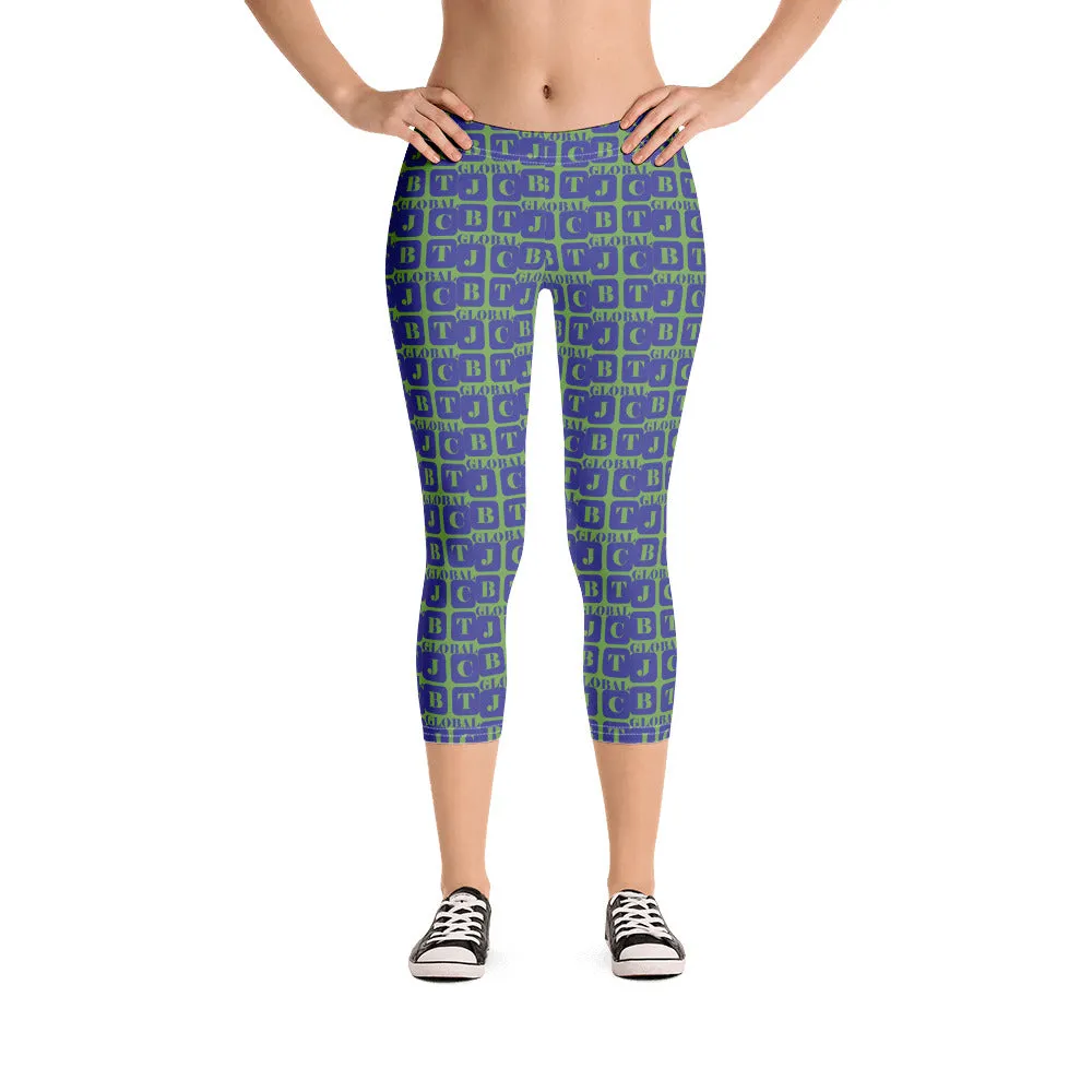 Capri Leggings "2023-0331 Green (Blue Logo)"