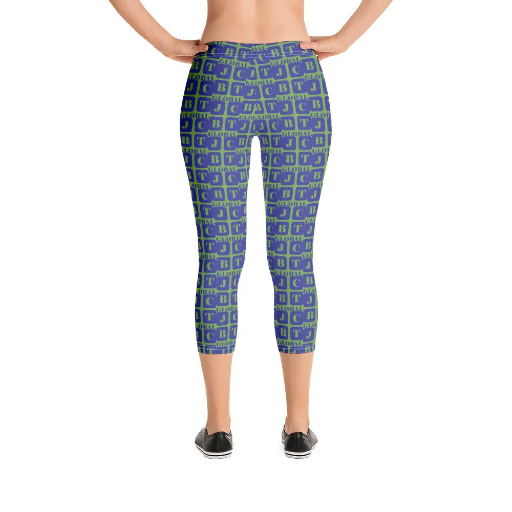 Capri Leggings "2023-0331 Green (Blue Logo)"