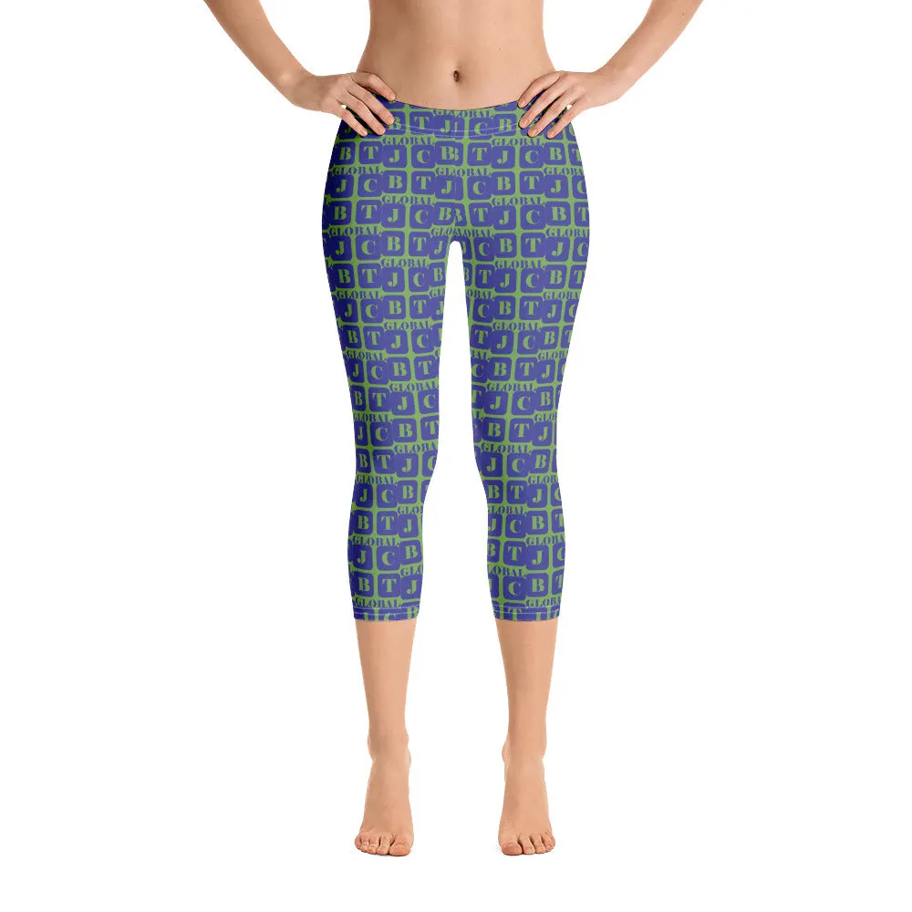 Capri Leggings "2023-0331 Green (Blue Logo)"