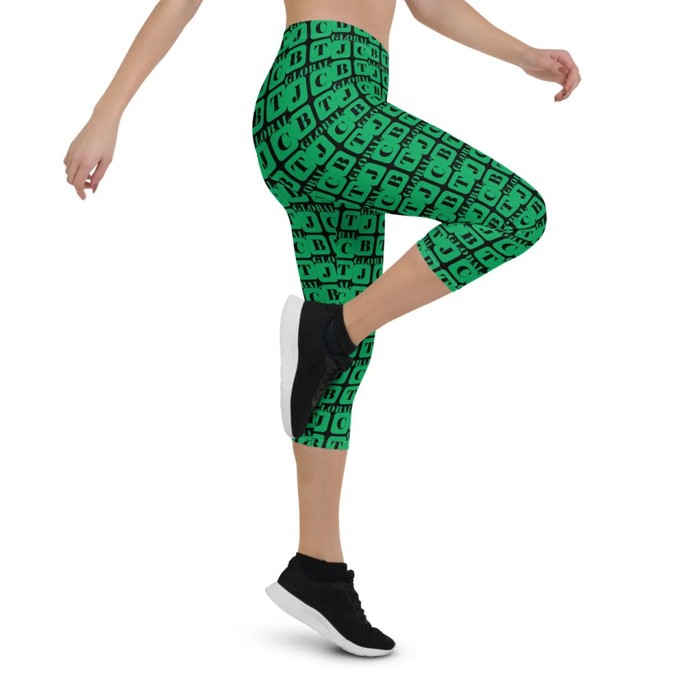 Capri Leggings "2023-0451 Black (Green Logo)"