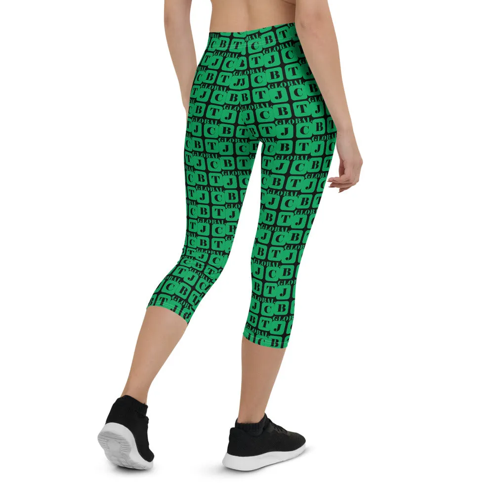 Capri Leggings "2023-0451 Black (Green Logo)"
