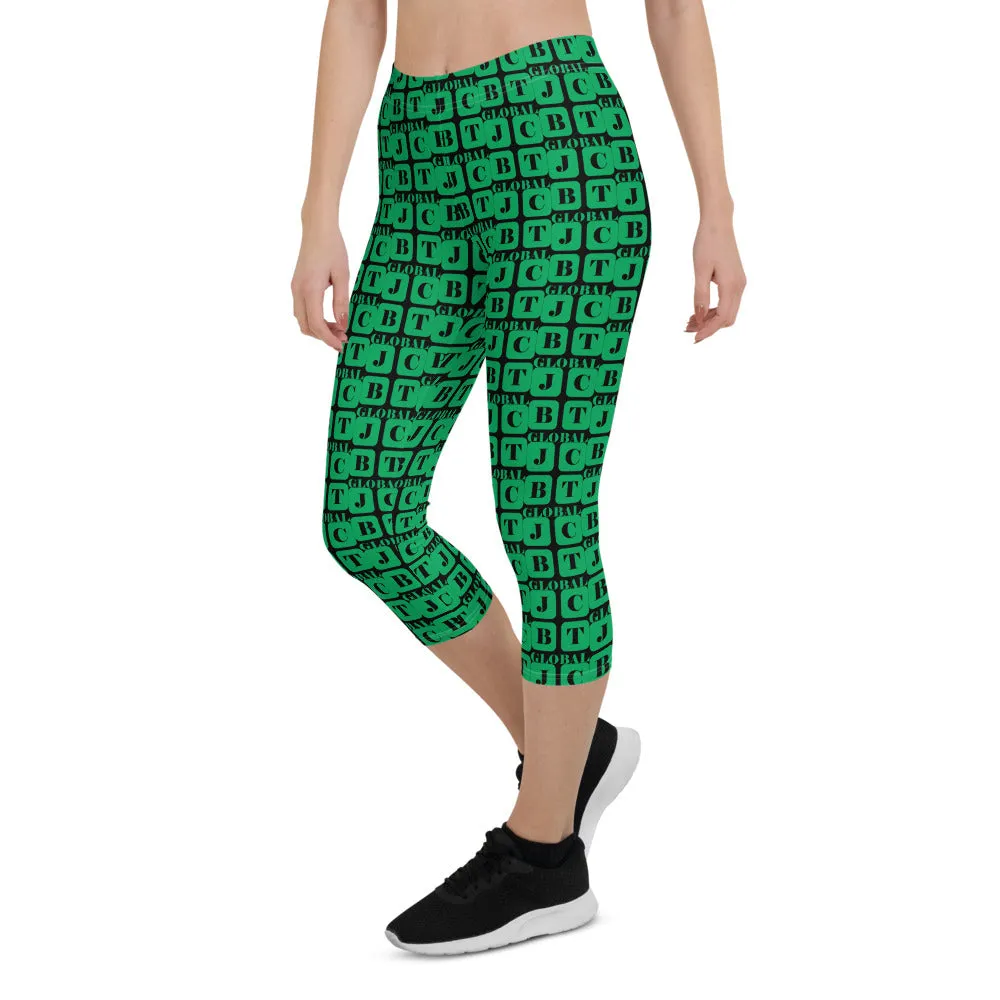 Capri Leggings "2023-0451 Black (Green Logo)"