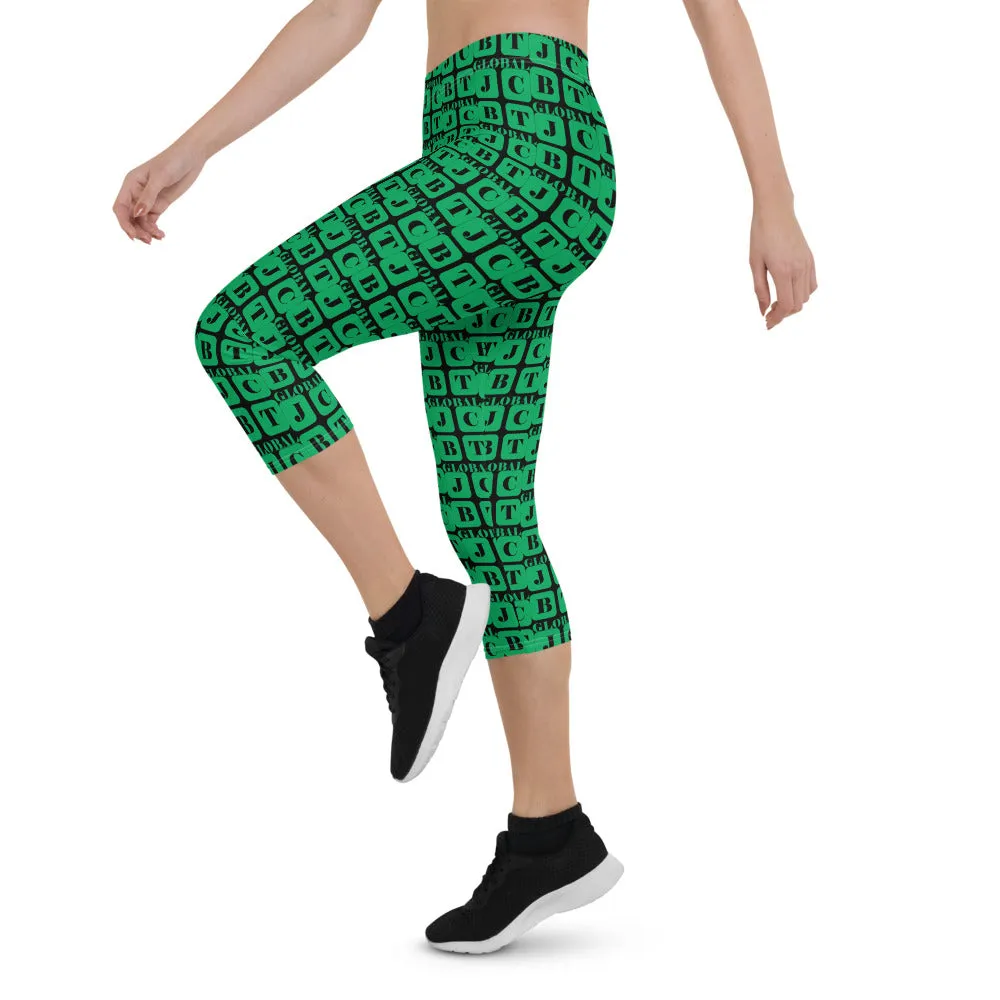 Capri Leggings "2023-0451 Black (Green Logo)"