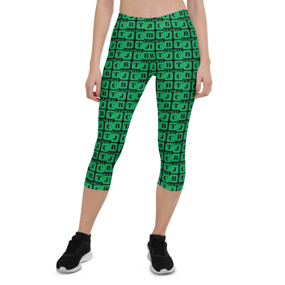 Capri Leggings "2023-0451 Black (Green Logo)"
