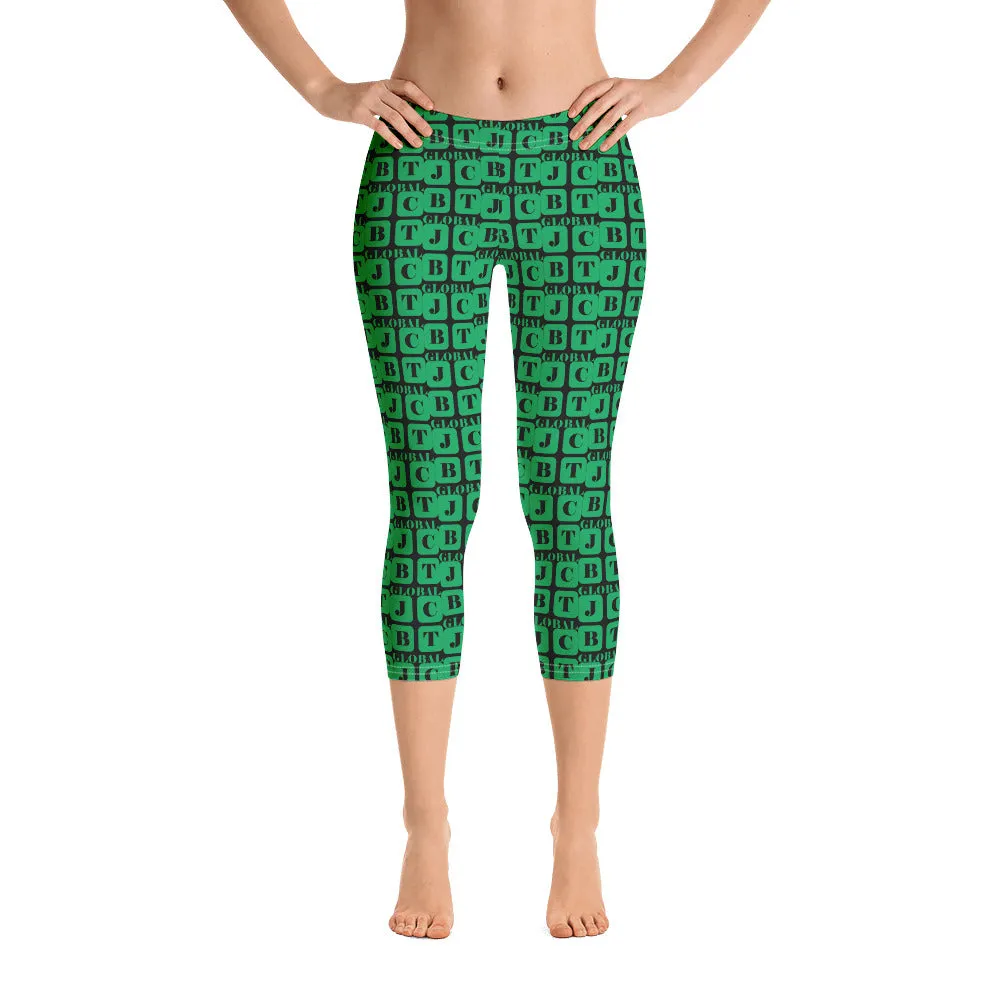 Capri Leggings "2023-0451 Black (Green Logo)"