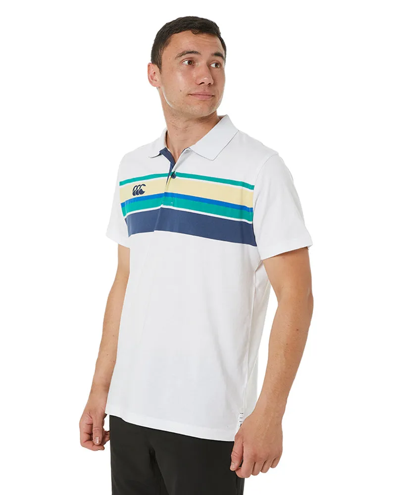 Chest Band Stripe Polo - White