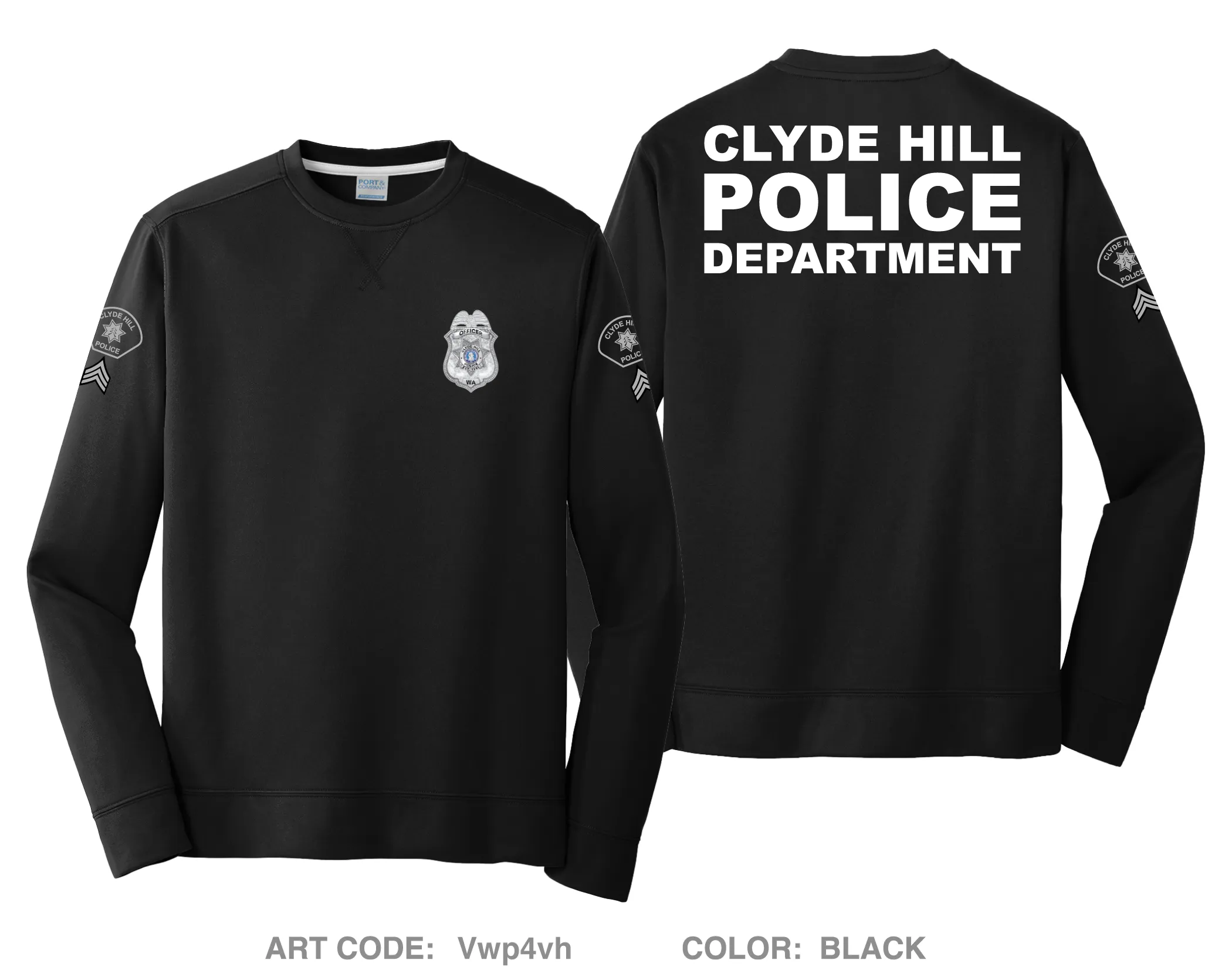 Clyde Hill Police Department Store 1 HI-Tech Performance Crewneck Sweatshirt - Vwp4vh
