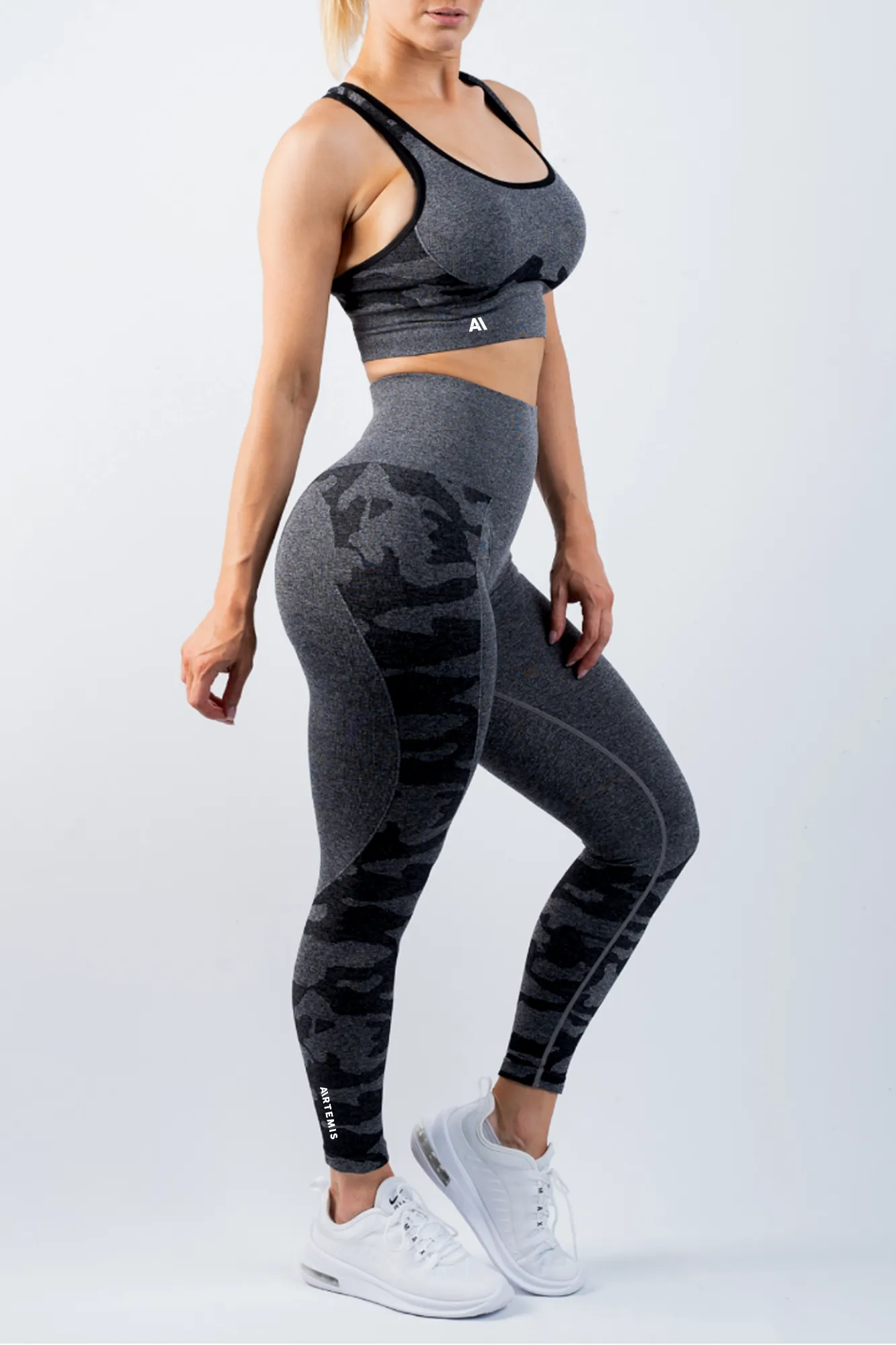 Coco Camo Scrunch Bum Leggings Charcoal