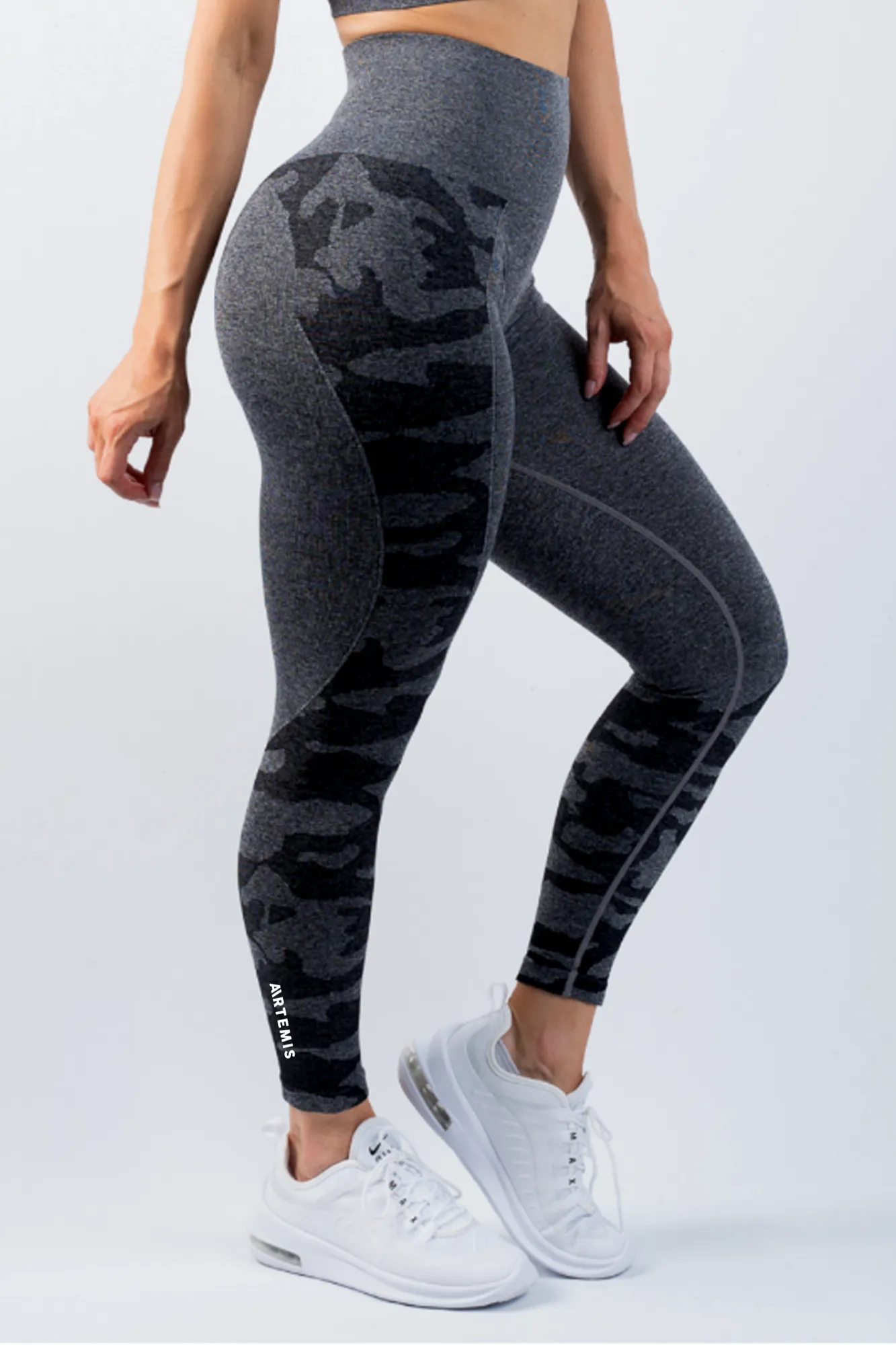 Coco Camo Scrunch Bum Leggings Charcoal