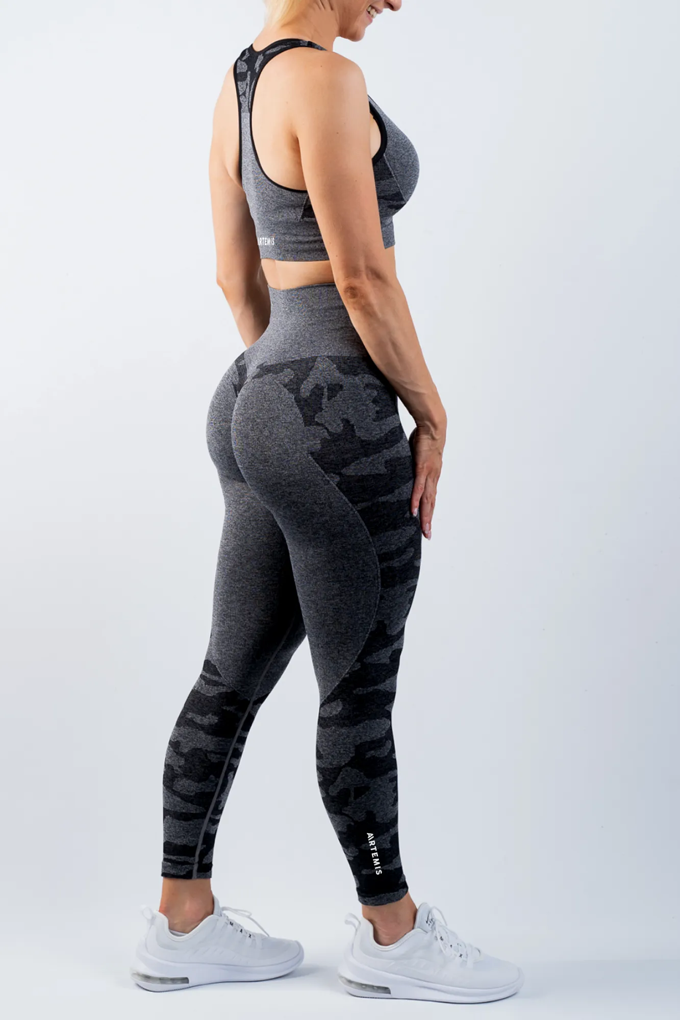 Coco Camo Scrunch Bum Leggings Charcoal