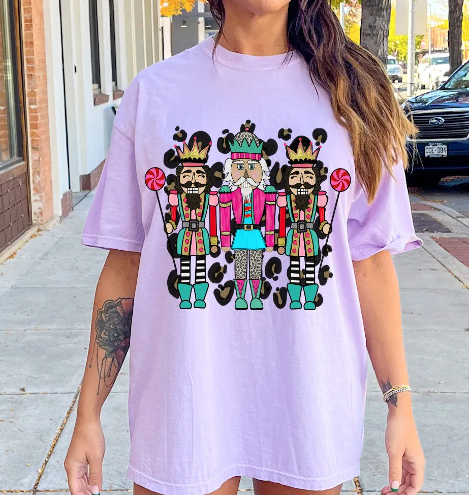 Comfort Colors Leopard Nutcracker Christmas Tee/Christmas Orchid Shirt