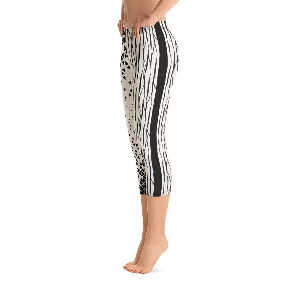 Crazy-Ass Leggings - Black Geo - Capri Leggings