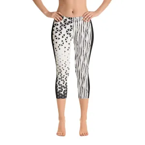 Crazy-Ass Leggings - Black Geo - Capri Leggings