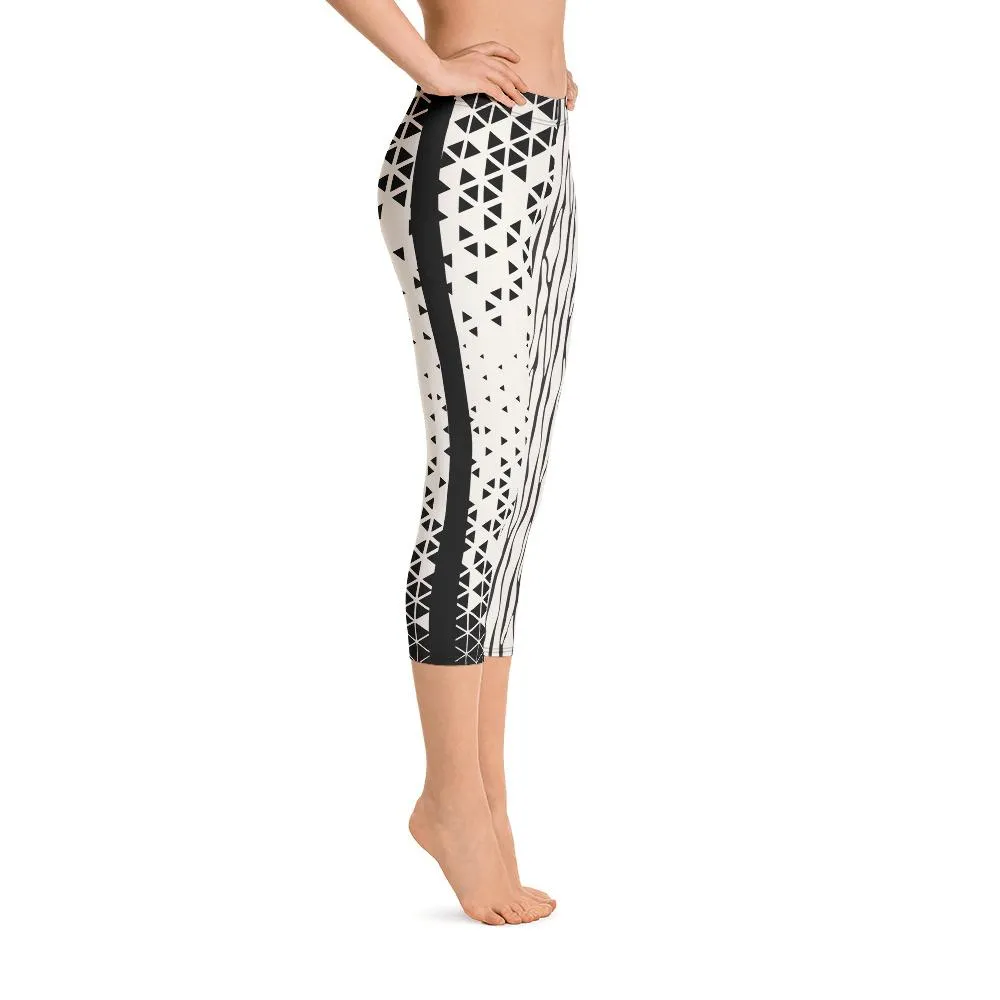 Crazy-Ass Leggings - Black Geo - Capri Leggings
