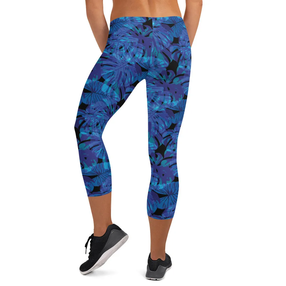 Crazy-Ass Leggings - Blue Fern - Capri Leggings