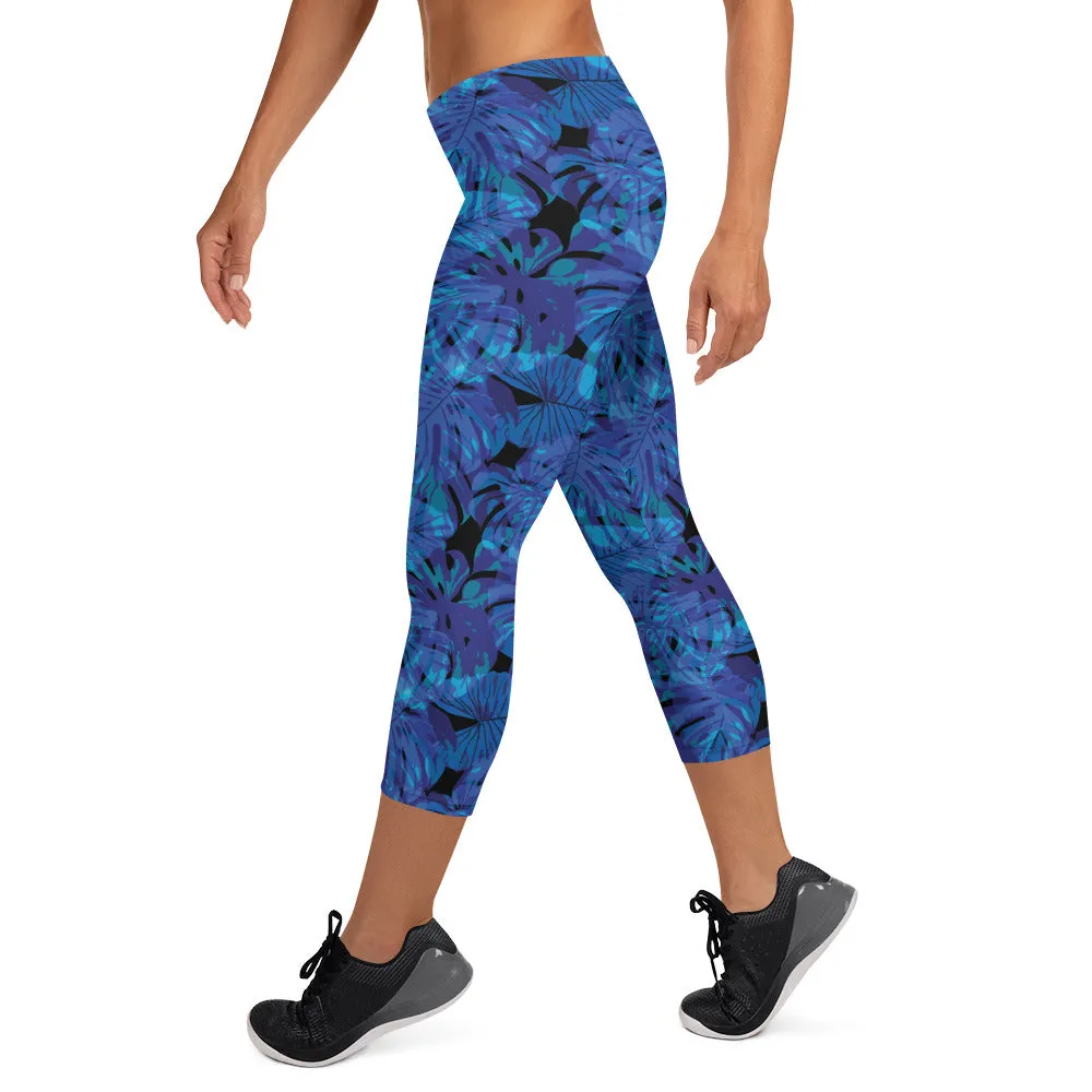 Crazy-Ass Leggings - Blue Fern - Capri Leggings