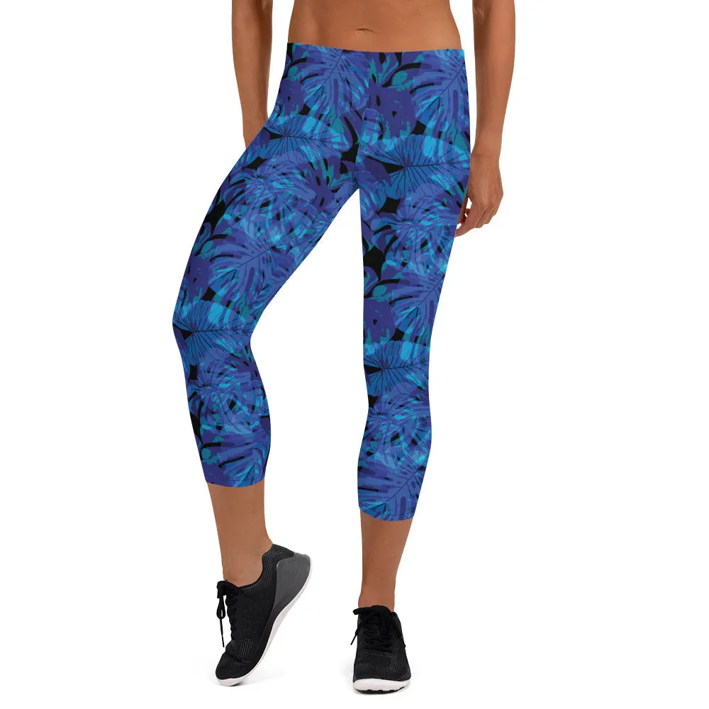 Crazy-Ass Leggings - Blue Fern - Capri Leggings