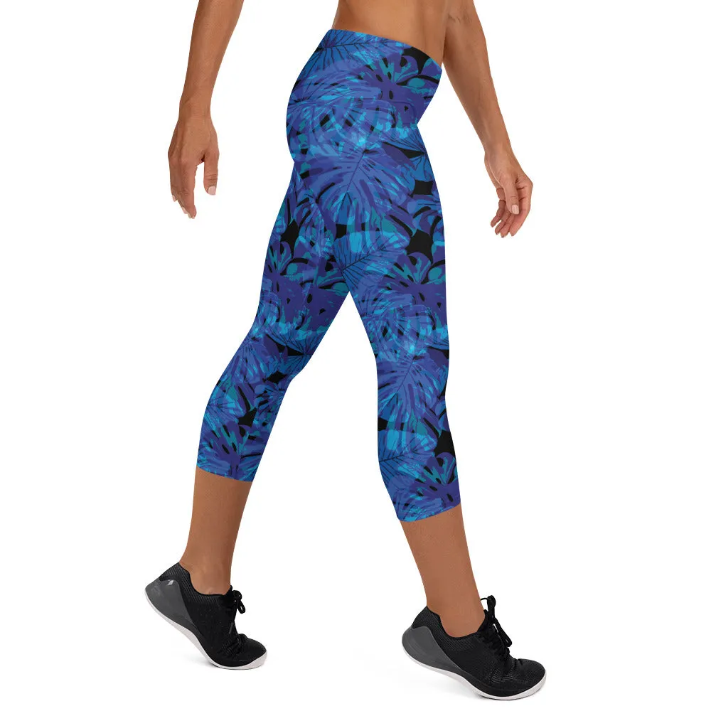Crazy-Ass Leggings - Blue Fern - Capri Leggings