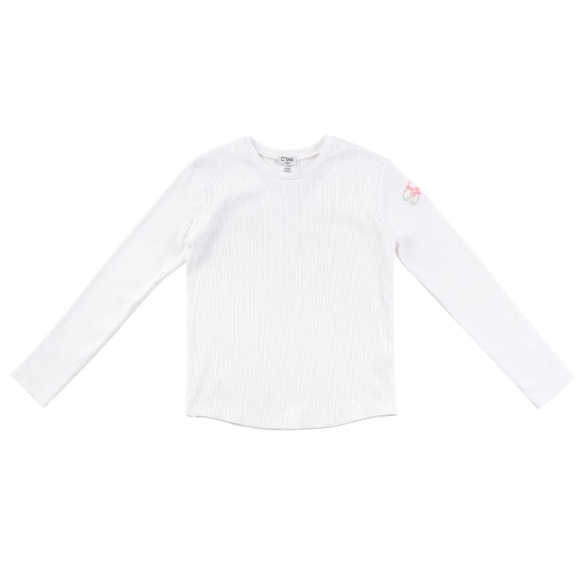 Crew Kids Rib Tee with Pink Logo