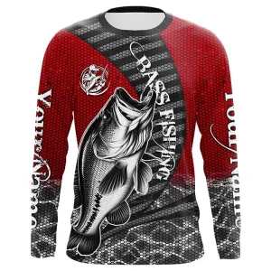 Custom Largemouth Bass Long Sleeve Tournament Fishing Shirts, Bass Fishing Jerseys | Red IPHW5759