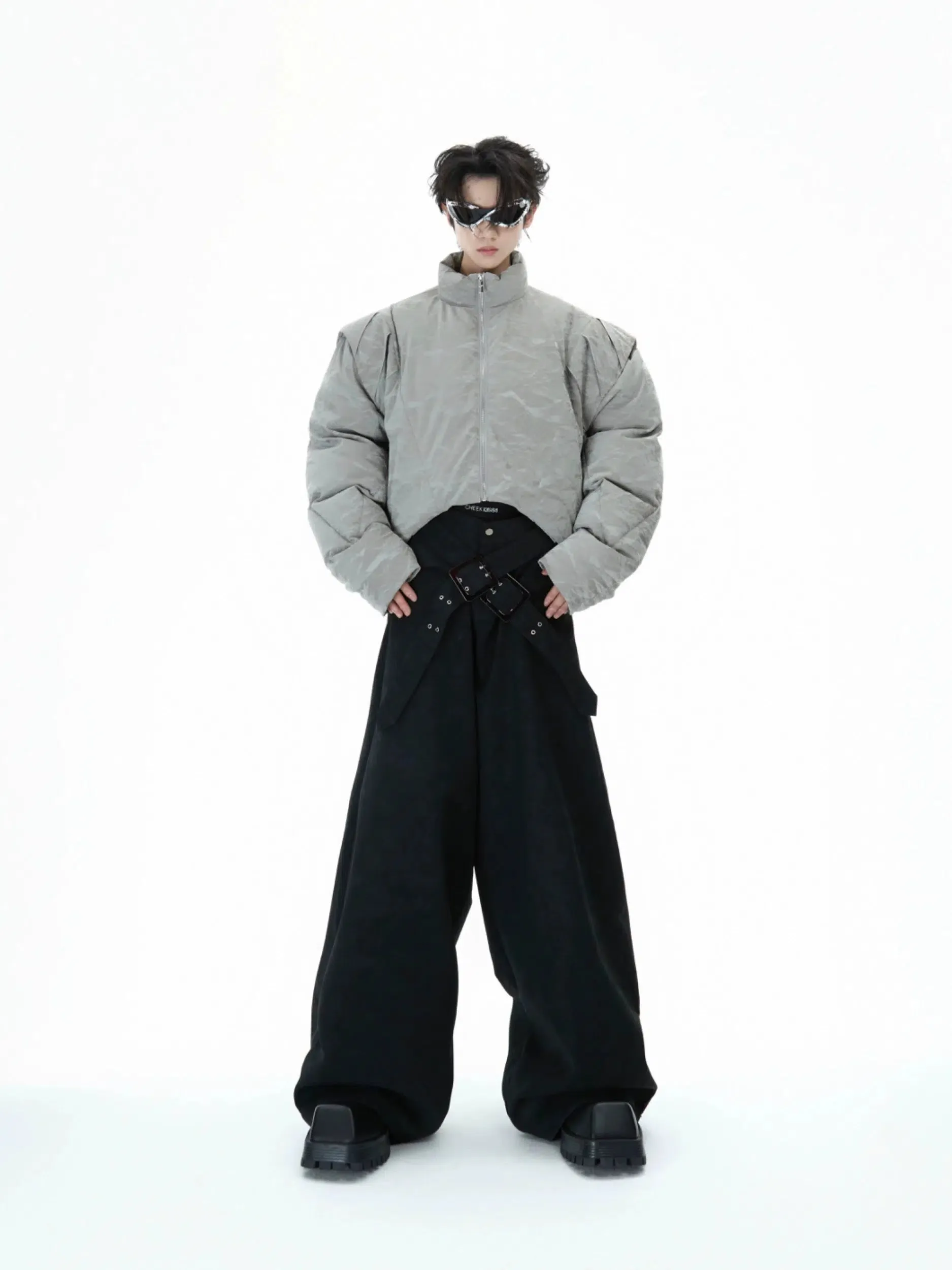 Deconstructed Pleated Short Cotton Jacket