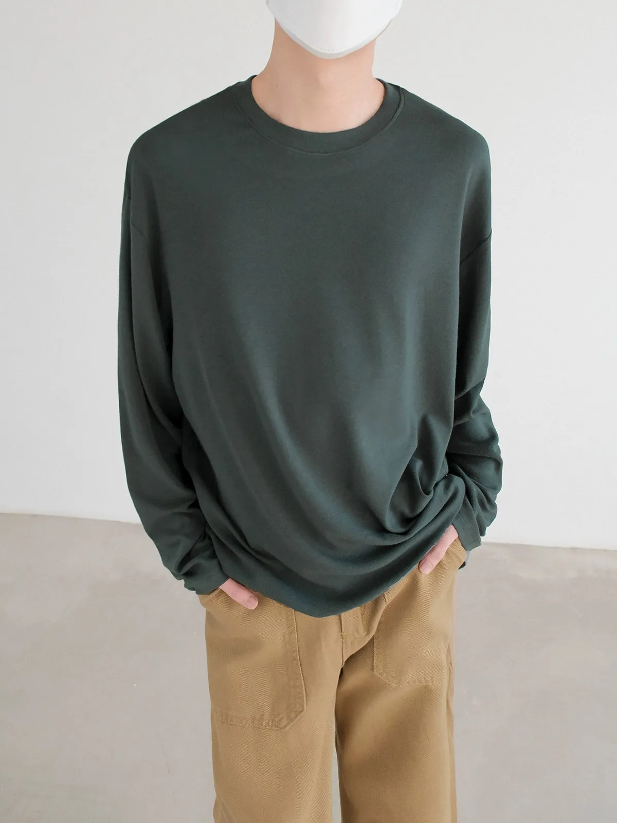 Elastic Drape Long Sleeve Pullover