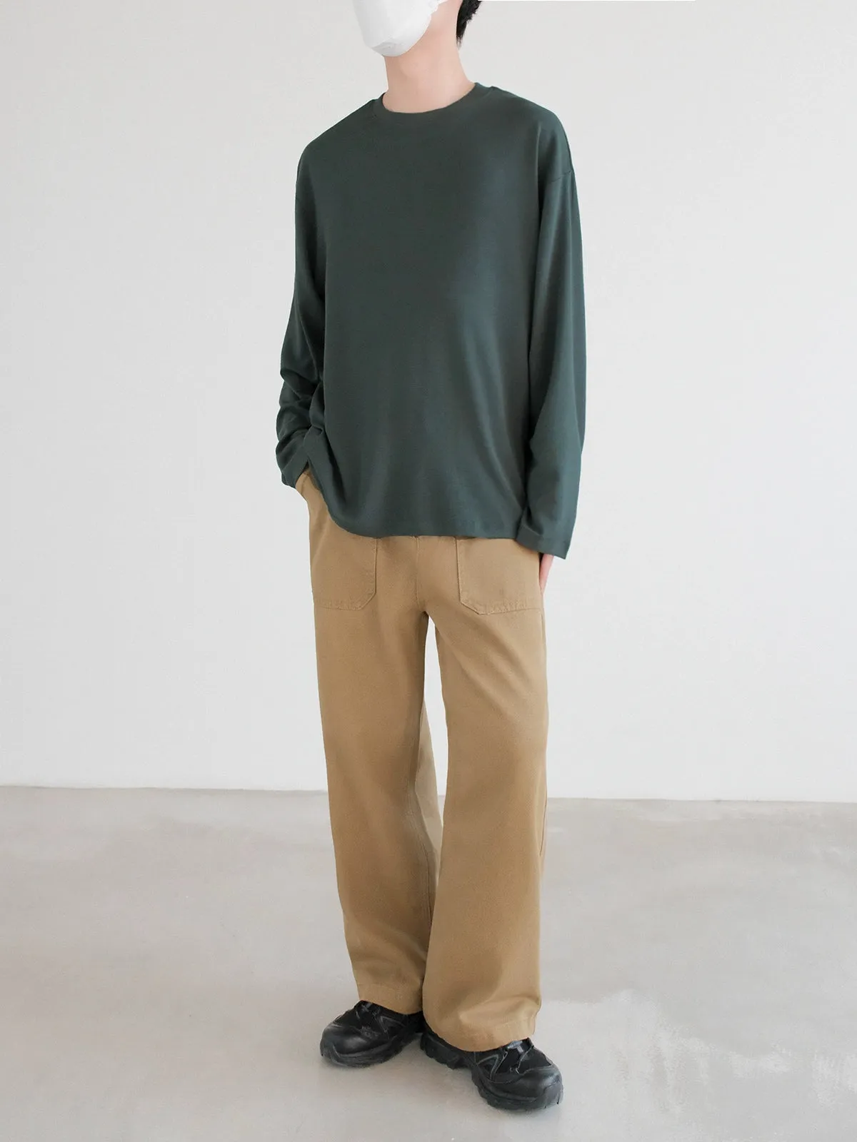 Elastic Drape Long Sleeve Pullover