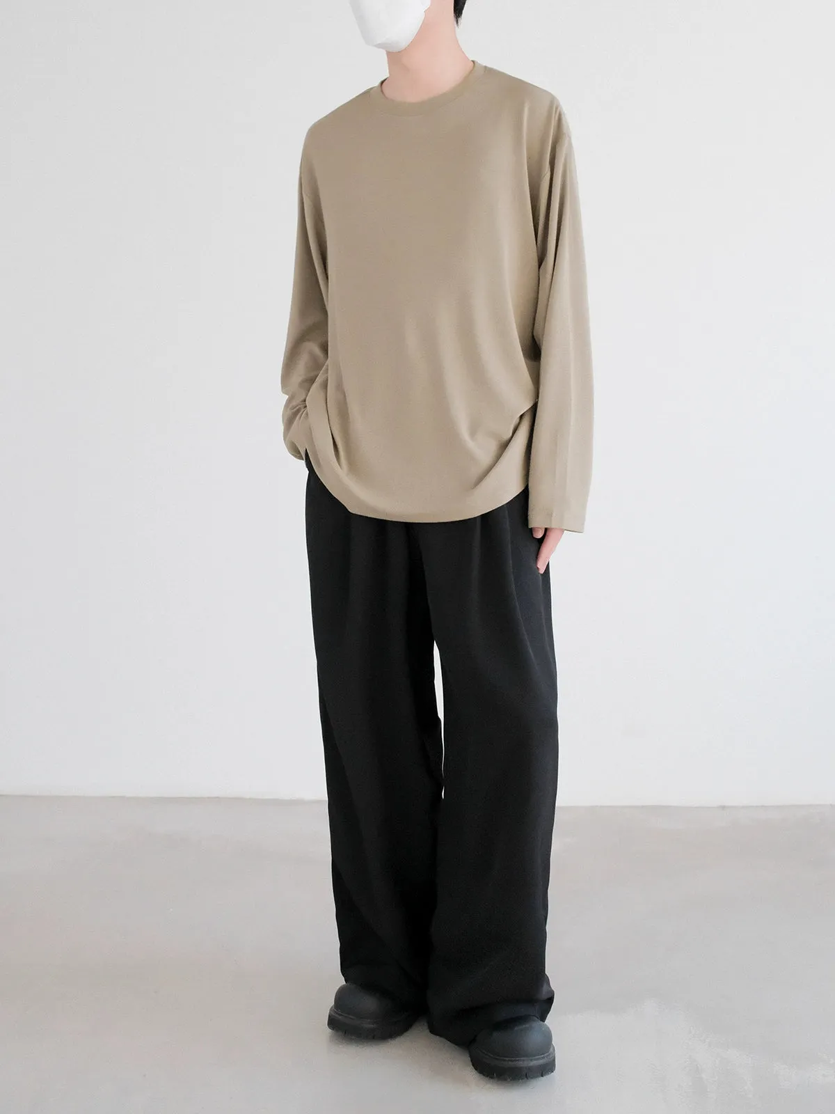 Elastic Drape Long Sleeve Pullover