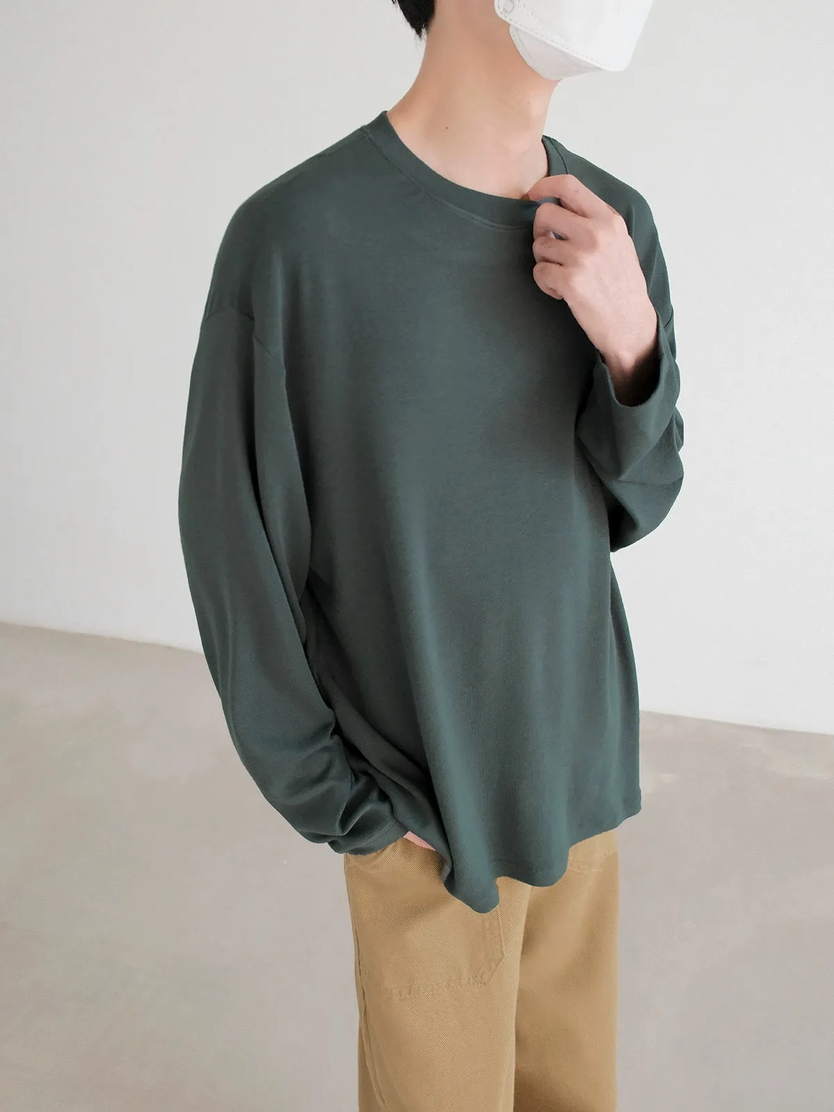 Elastic Drape Long Sleeve Pullover