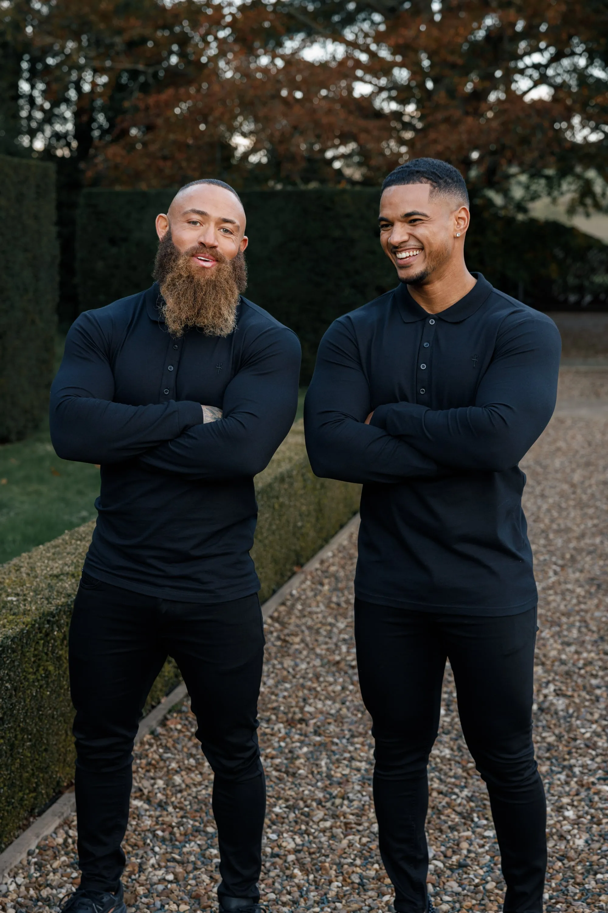 Father Sons Classic Black Tonal  Polo Long Sleeve Shirt - FSH857