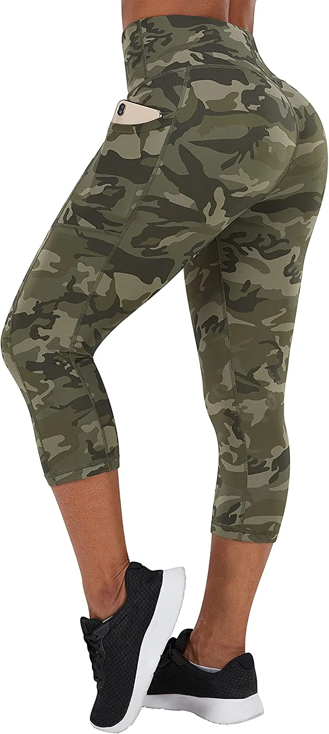 Fengbay High Waist Yoga Pants with Pockets, Capri Leggings for Women Tummy Control Running 4 Way Stretch Workout Leggings