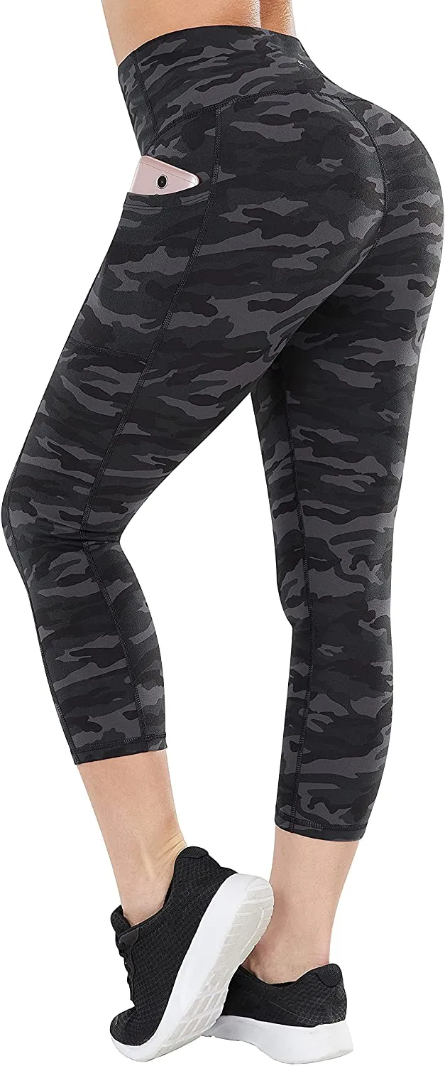 Fengbay High Waist Yoga Pants with Pockets, Capri Leggings for Women Tummy Control Running 4 Way Stretch Workout Leggings
