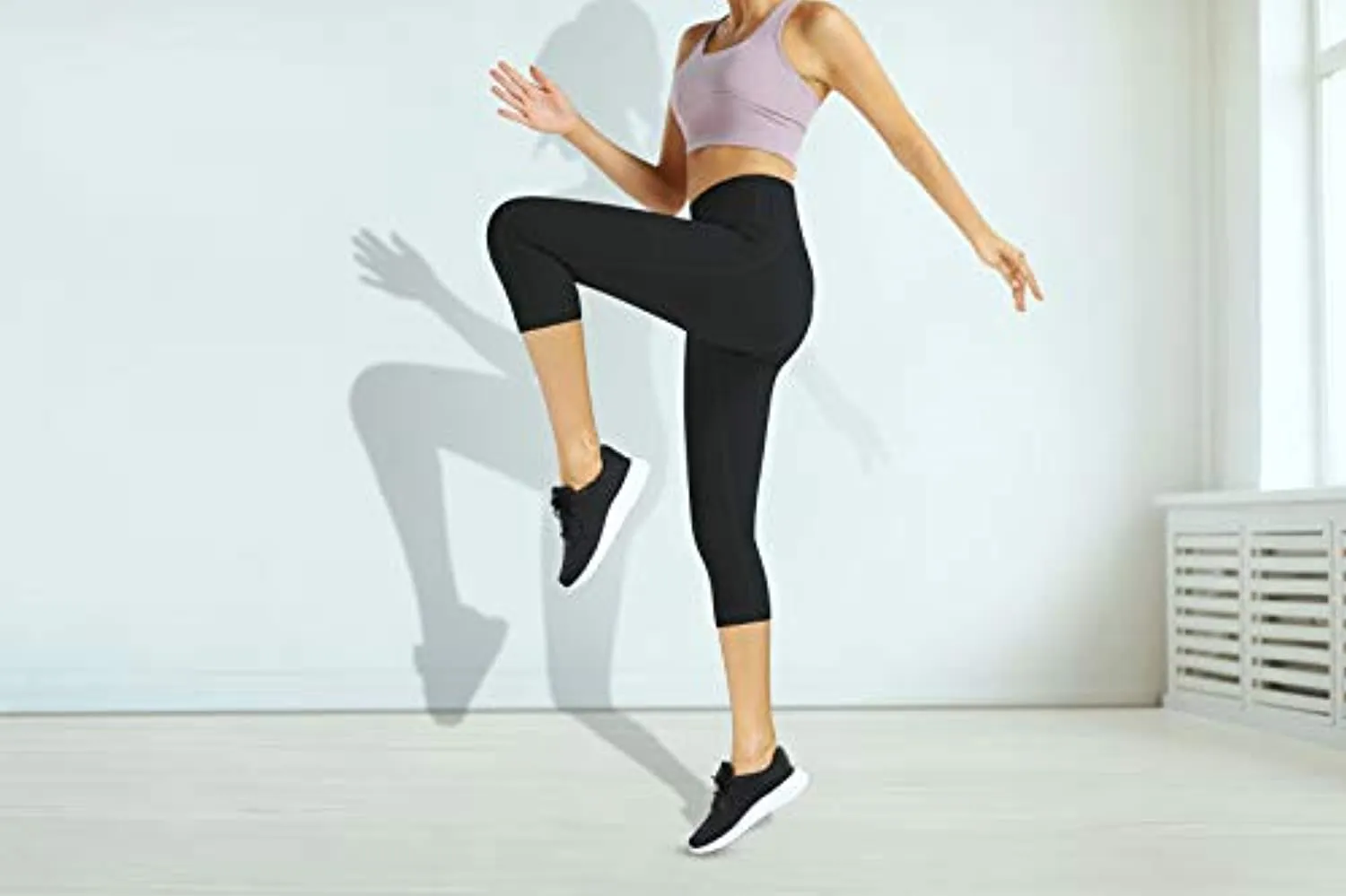 Fengbay High Waist Yoga Pants with Pockets, Capri Leggings for Women Tummy Control Running 4 Way Stretch Workout Leggings