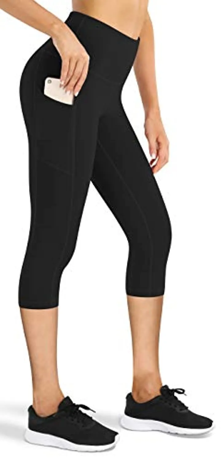 Fengbay High Waist Yoga Pants with Pockets, Capri Leggings for Women Tummy Control Running 4 Way Stretch Workout Leggings