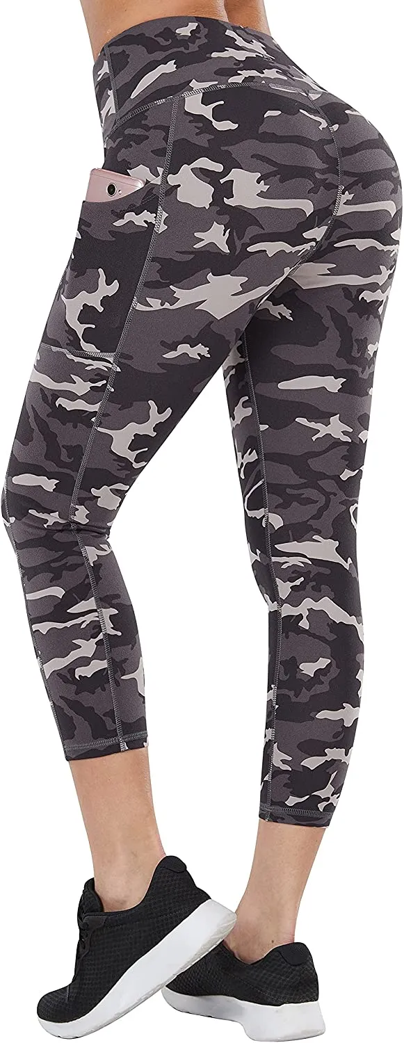Fengbay High Waist Yoga Pants with Pockets, Capri Leggings for Women Tummy Control Running 4 Way Stretch Workout Leggings