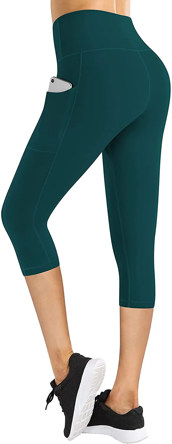 Fengbay High Waist Yoga Pants with Pockets, Capri Leggings for Women Tummy Control Running 4 Way Stretch Workout Leggings