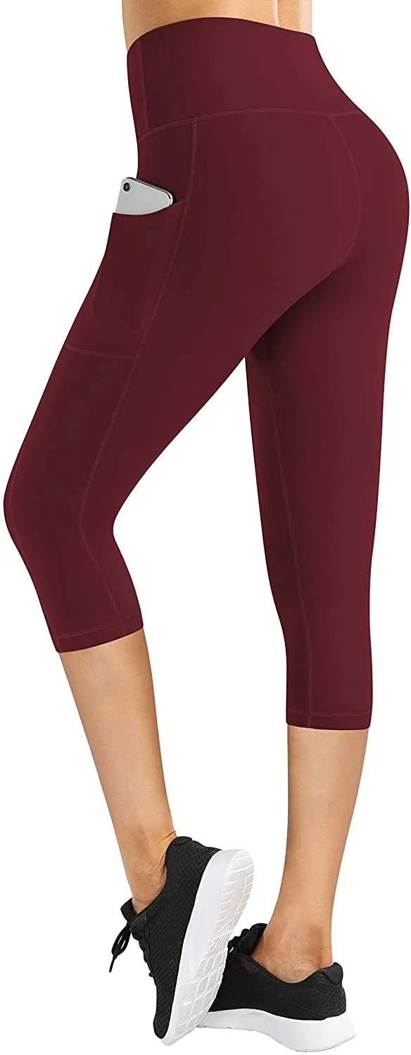 Fengbay High Waist Yoga Pants with Pockets, Capri Leggings for Women Tummy Control Running 4 Way Stretch Workout Leggings