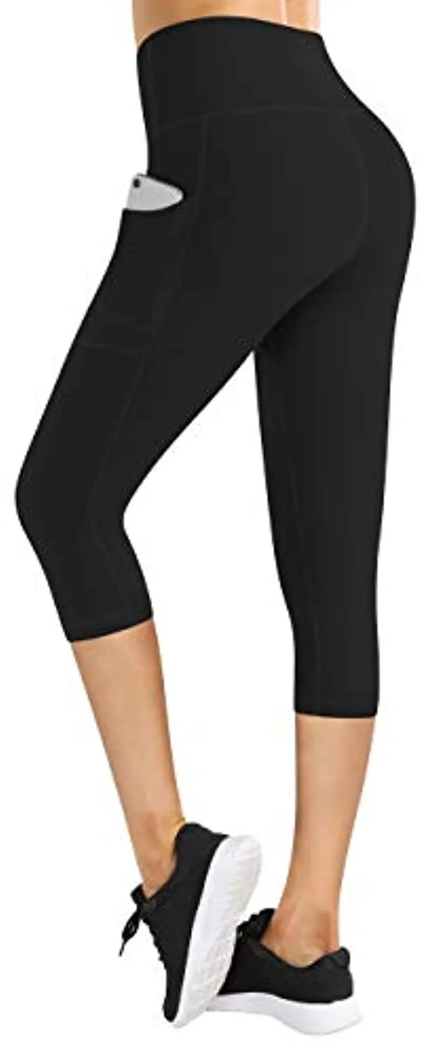 Fengbay High Waist Yoga Pants with Pockets, Capri Leggings for Women Tummy Control Running 4 Way Stretch Workout Leggings